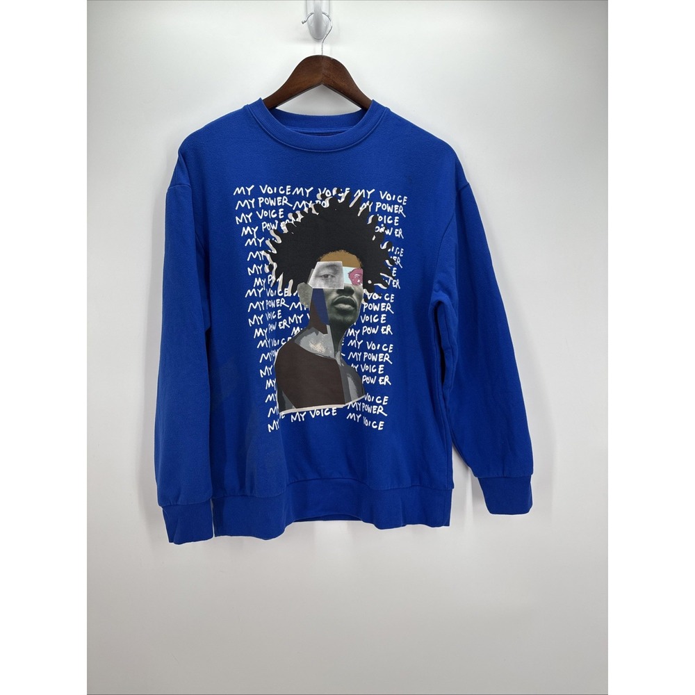 Black History Month My Voice Cobalt Blue Graphic Pullover Sweatshirt Women's S